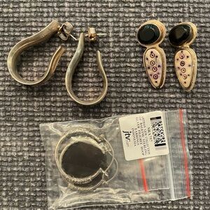 Silver Stud and Hoop Earring Bundle - 3 pairs total